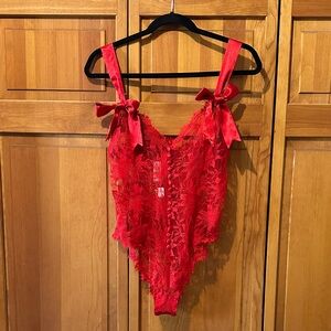 Victoria’s Secret Gold Label Red Lace Bodysuit